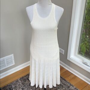Theory | Cream Ribbed Sleeveless Dress, Sz M